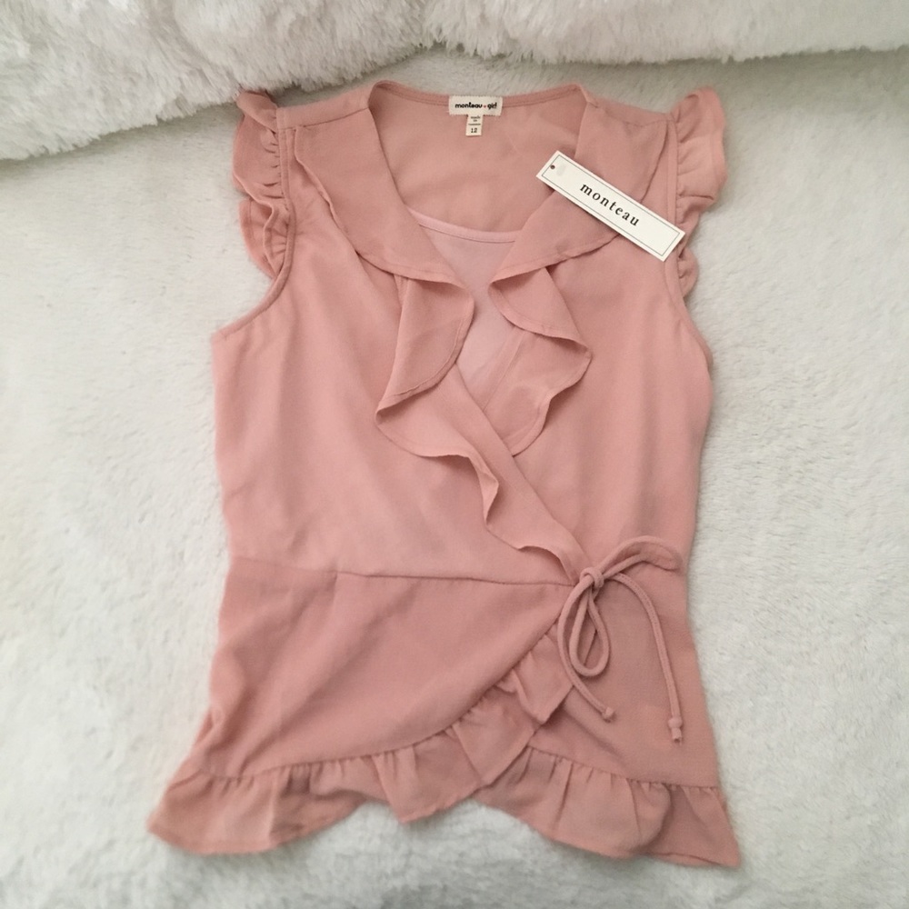 Pink Girls Ruffle Blouse